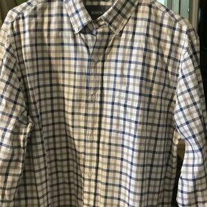 Bonobos Men's Navy and‎ White Plaid Shirt, medium